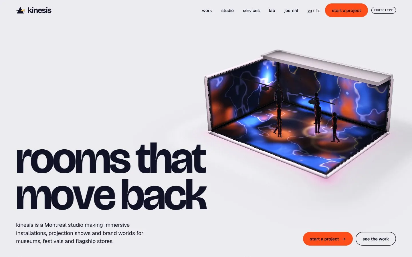 kinesis website, home page